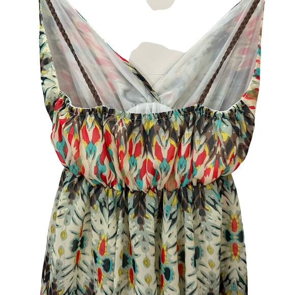 Ocean Drive Boho Mini Halter Sundress V Neck Braided Straps Lined Womens S - Picture 7 of 9